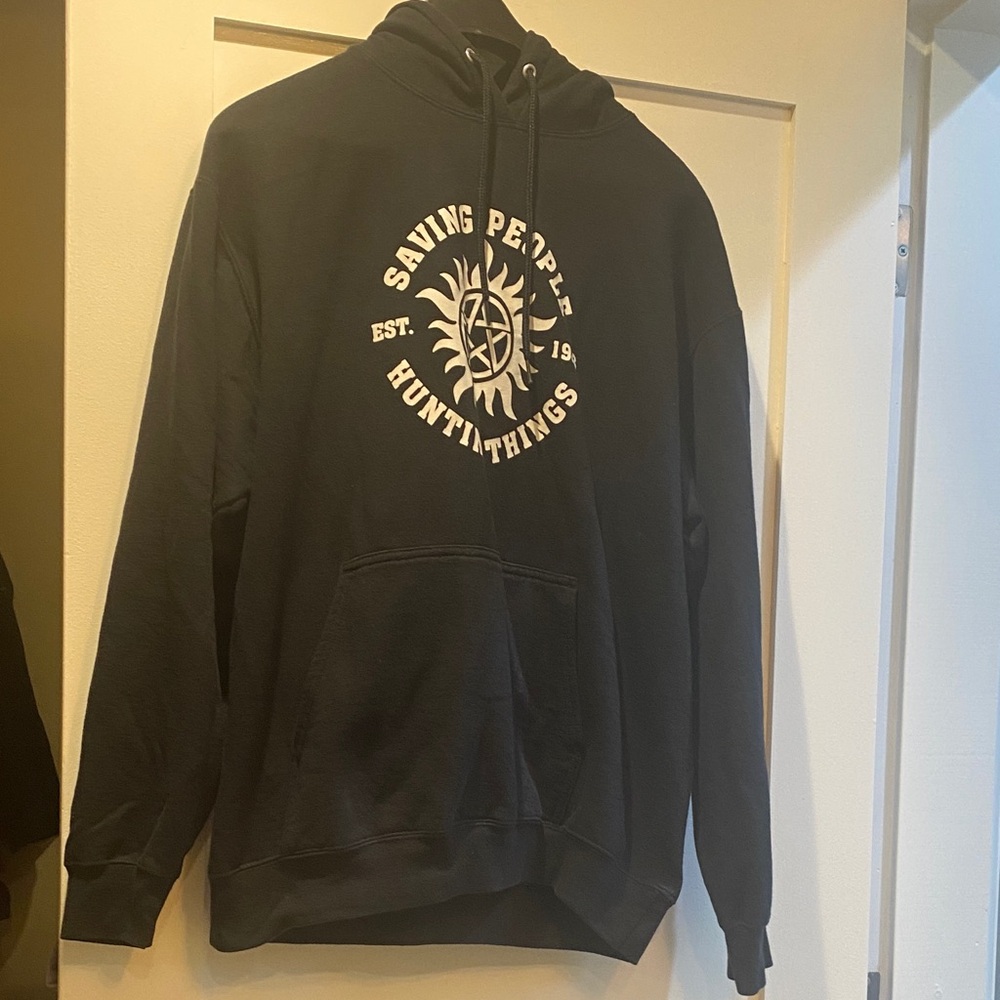 Men's Black Graphic Hoodie (Supernatural)